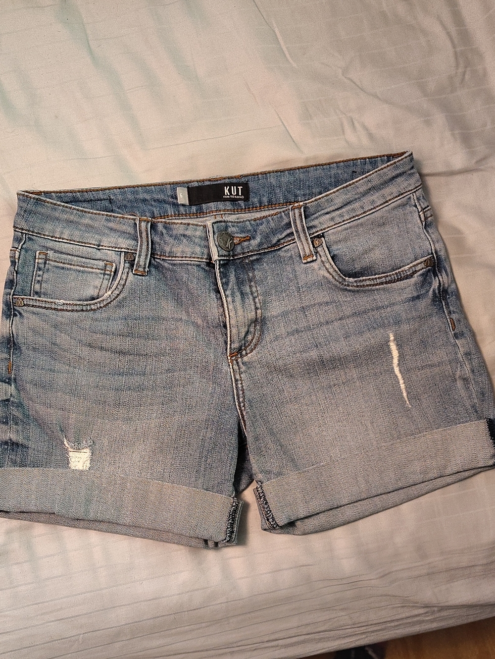 Kut from the Kloth Light Blue Rolled Cuff Denim Shorts